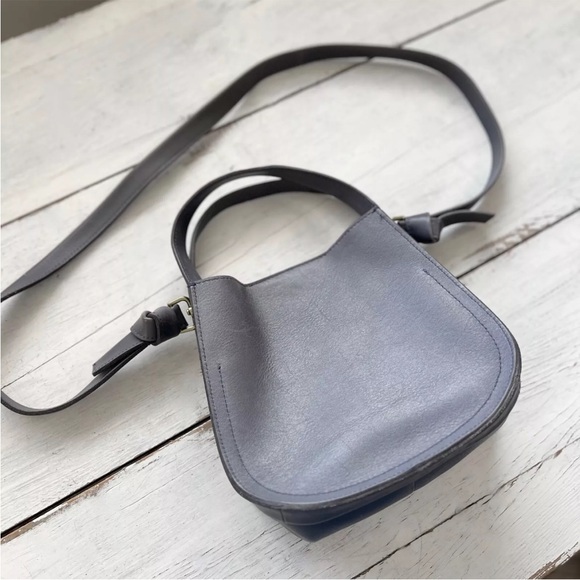 RARE Madewell Small Sydney Leather Crossbody Bag Charcoal Gray / Blue $168 #AI57 - Picture 5 of 15